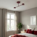 Minimalistyczna lampa sufitowa Halo 2 burgund - 2 okrągłe klosze - do nowoczesnej sypialni