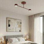 Minimalistyczna lampa sufitowa Halo 2 burgund - 2 okrągłe klosze - nad łóżko