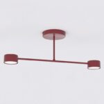 Minimalistyczna lampa sufitowa Halo 2 w bordowym kolorze - 2 okrągłe klosze - do korytarza
