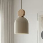 Minimalistyczna lampa wisząca do kuchni Mesi beż - Emibig