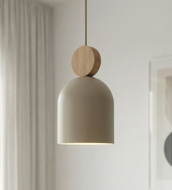 Minimalistyczna lampa wisząca do kuchni Mesi beż - Emibig