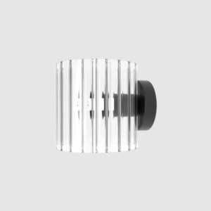 Minimalistyczny czarny kinkiet Blur - cylindryczny szklany klosz