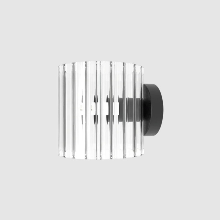 Minimalistyczny kinkiet Blur czarny - cylindryczny szklany klosz