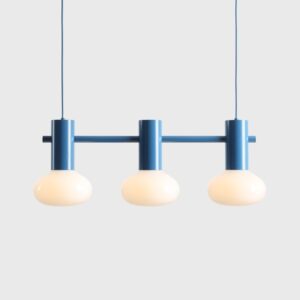 Niebieska lampa wisząca Flo 3 Sky - owalne klosze