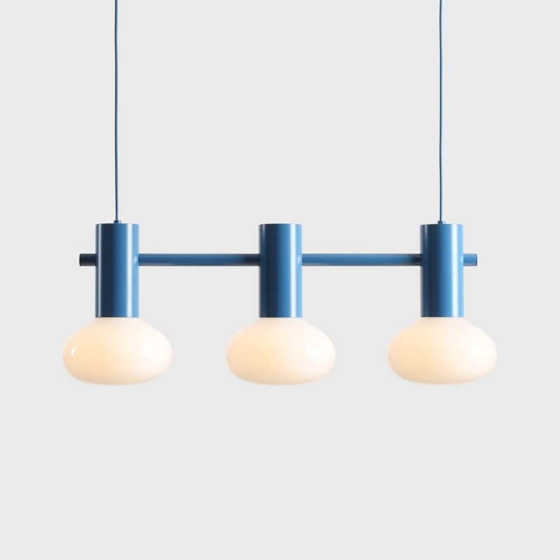 Niebieska lampa wisząca Flo 3 Sky - owalne klosze