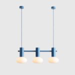 Niebieska lampa wisząca do kuchni Flo 3 Sky 19 - 3 owalne szklane klosze