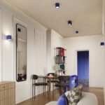 Niebieska tuba na sufit Aura Maxi - z ryflowanego aluminium - intensywny kolor