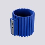 Niebieski kinkiet Aura Maxi - ryflowana tuba 10 cm ze światłem góra-dół - minimalistyczny