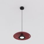 Nowoczesna lampa wisząca Babel - bordowo-czarny warstwowy klosz - kopuła i stożek