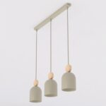 Nowoczesna lampa wisząca do kuchni Mesi 3 beżowa z drewnem - potrójna