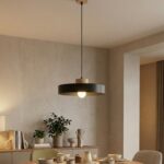 Nowoczesna lampa wisząca nad okragły stół Kivi 35 czarna - metal i drewno