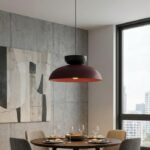 Nowoczesna lampa wisząca nad okragły stół Mega - bordowa-czarna