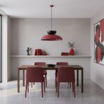 Nowoczesna lampa wisząca nad stół do salonu Mega - bordowo-czarny klosz