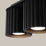 Nowoczesny 2-punktowy spot sufitowy do kuchni Aura 2 Maxi czarny - z ryflowanego aluminium