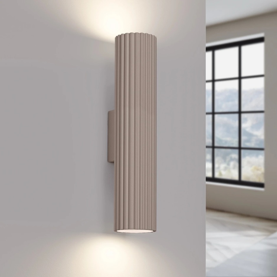 Nowoczesny kinkiet Karbon 30 taupe - wąska tuba góra-dół