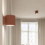 Nowoczesny kinkiet do kuchni Aura Maxi mokka - góra-dół - aluminiowy ryflowany klosz