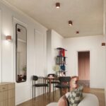 Nowoczesny spot sufitowy Aura Maxi jasnobrązowy - ryflowany- do wąskiego pokoju