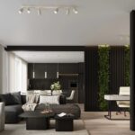 Podłużna lampa sufitowa Karbon 6L beż - ruchome ryflowane reflektory