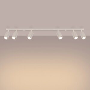 Podłużna lampa sufitowa Karbon 6L beż - z 6 regulowanymi tubami