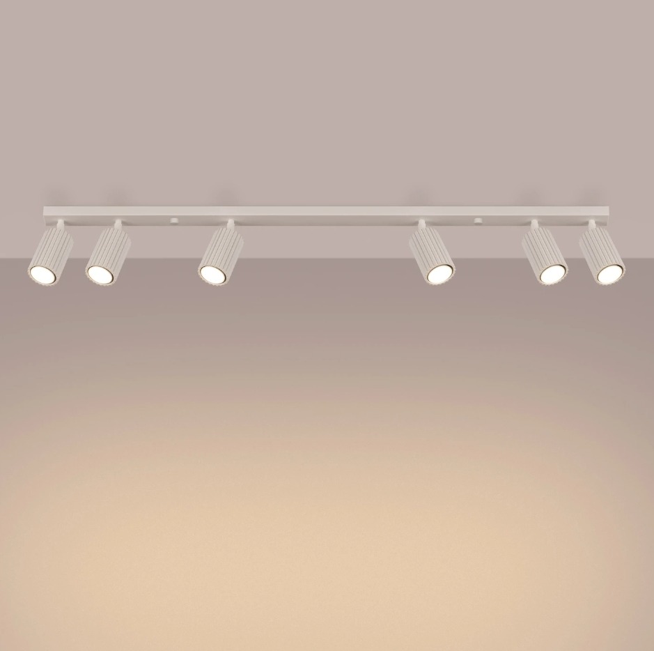 Podłużna lampa sufitowa Karbon 6L beż - z 6 regulowanymi tubami