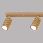Podłużna lampa sufitowa do biura Karbon 4L - 4 złote ruchome ryflowane tuby