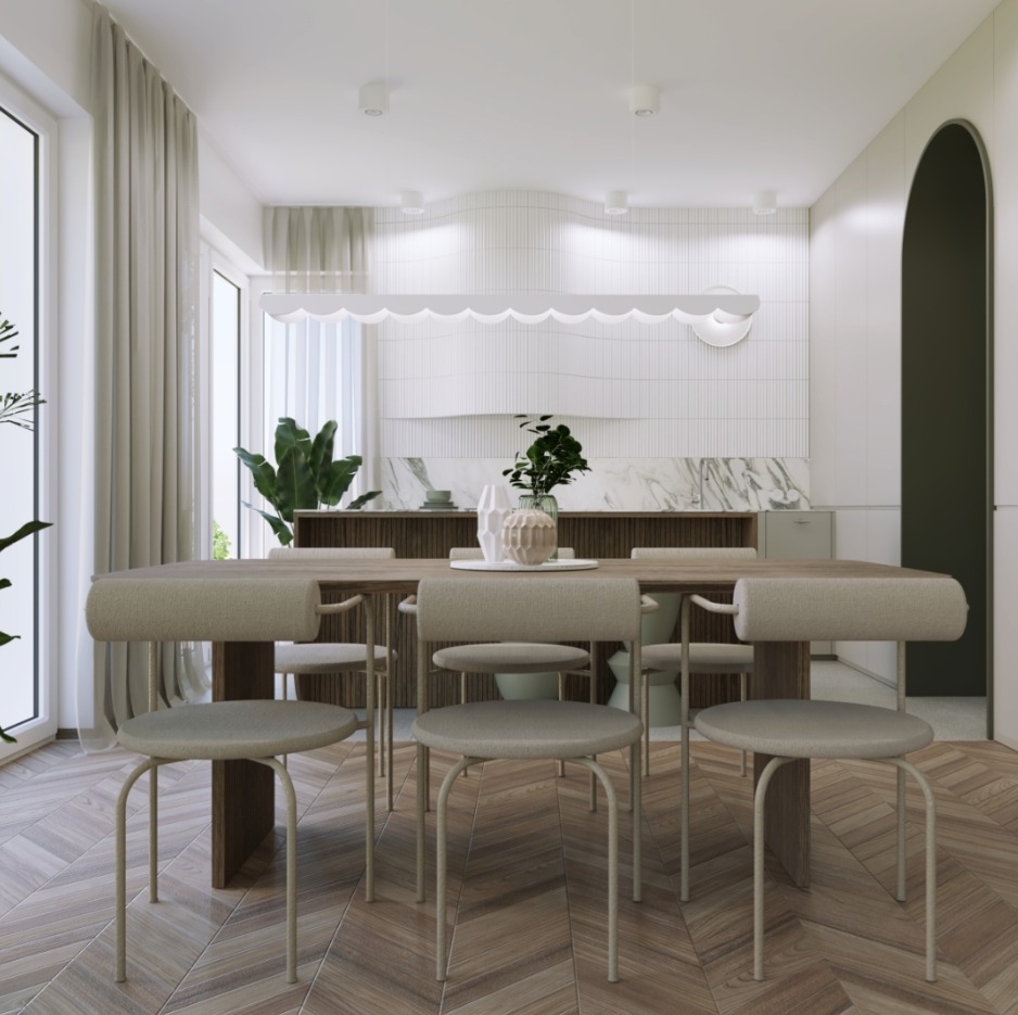Podłużna lampa wisząca Biscuit 130 biała 3000K LED - falowany klosz