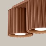 Podwójna lampa sufitowa nad blat Aura 2 Maxi mokka - ryflowane klosze - do wnętrz z niskim sufitem