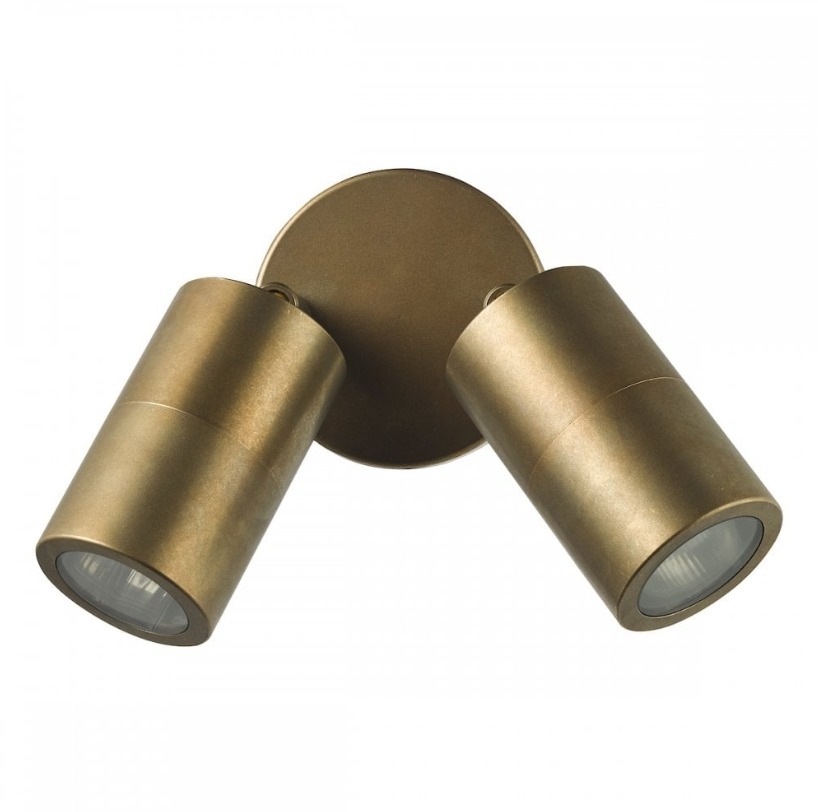 Podwójny kinkiet zewnętrzny Ortega IP65 mosiądz - regulowane klosze