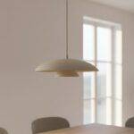 Pojedynczy zwis nad stół Babel - beżowy warstwowy klosz