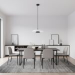 Pojedynczy zwis sufitowy nad stół Babel - biało-czarny klosz - nowoczesny