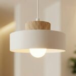 Pojedynczy zwis sufitowy nad stolik Kivi 20 - klosz z drewnem