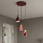 Potrójna lampa wisząca Mesi 3 Premium bordowa - Emibig