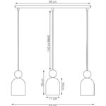 Potrójna lampa wisząca Mesi 3 burgundowa - Emibig - rysunek techniczny