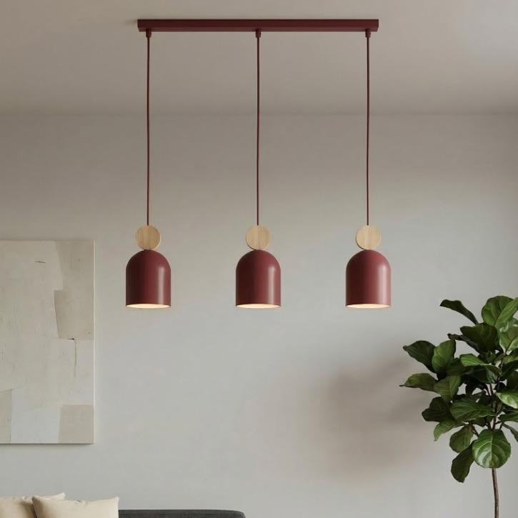 Potrójna lampa wisząca Mesi 3 burgundowa - Emibig