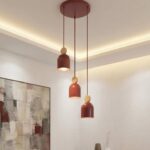 Potrójna lampa wisząca nad stół Mesi 3 Premium bordowa - do nowoczesnego salonu