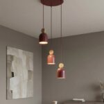 Potrójna lampa wisząca nad stół do jadalni Mesi 3 Premium bordowa - Emibig