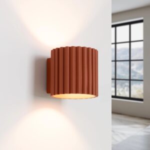 Ryflowany kinkiet Aura Maxi ochra czerwona - światło góra-dół