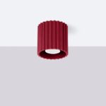 Ryflowany spot sufitowy do pięknego salonu Aura Maxi burgundowy - punktowy - z aluminium