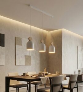 Skandynawska lampa wisząca na listwie Mesi 3 - białe klosze