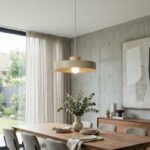 Subtelna lampa wisząca nad stół Kivi 35 beż - matal i drewno