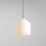 Szklana lampa wisząca nad wsypę Flask Terra 27 - ceglane zawieszenie - opalowy szklany klosz