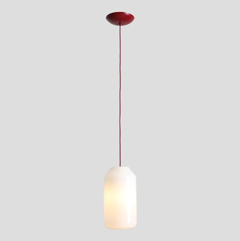 Szklana lampa wisząca nad wyspę Flask Cherry 19 - opalowy klosz