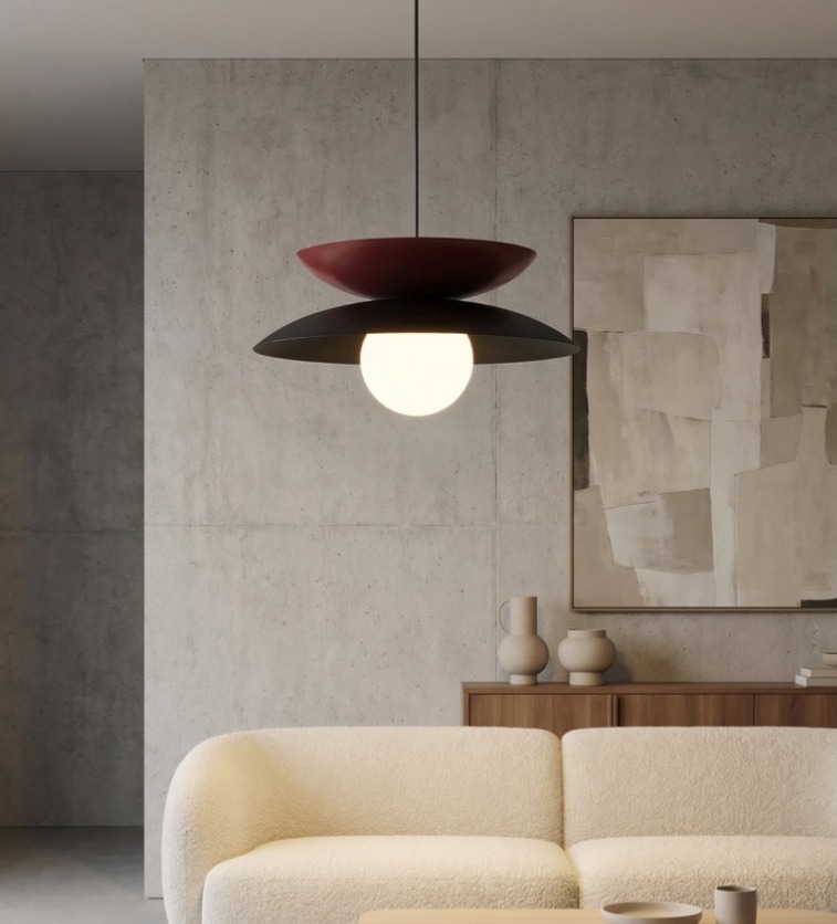 Warstwowa lampa wisząca Nagoya - czarno-burgundowa