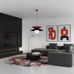 Warstwowa lampa wisząca Nagoya - czarno-burgundowy klosz - japońska