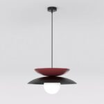 Warstwowa lampa wisząca do kuchni Nagoya - dwa metalowe dyski i szklana kula