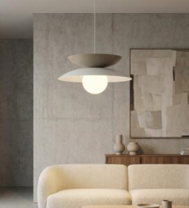 Warstwowa lampa wisząca w stylu japońskim Nagoya - biel i beż