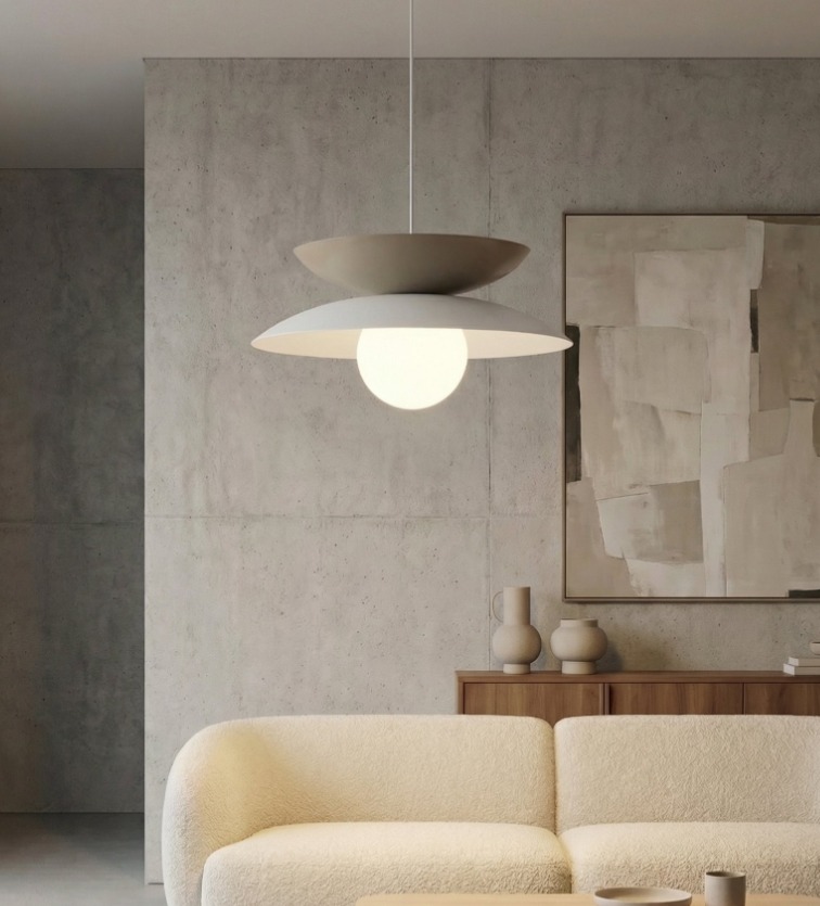 Warstwowa lampa wisząca nad stół Nagoya - biel i beż