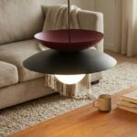 Warstwowa lampa wisząca nad stół Nagoya - czarno-burgundowa