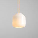 Żółta lampa wisząca na wyspę Flask Mimosa 18 - mleczny szklany klosz