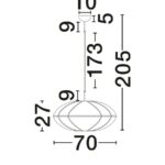 Lniana lampa wisząca Hikari 70 w stylu japandi - szeroki klosz z czarnymi paskami - 1
